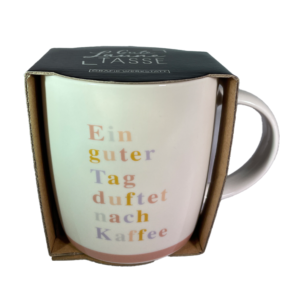 Tasse "Ein guter Tag duftet nach Kaffee" bunt