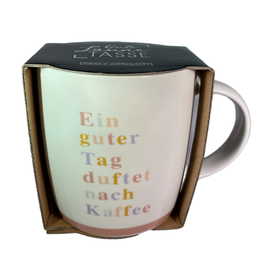 Tasse "Ein guter Tag duftet nach Kaffee" bunt